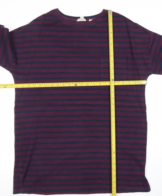 Fat Face Women’s Purple & Navy Striped Cotton Blend 3/4 Sleeve T-Shirt UK 16