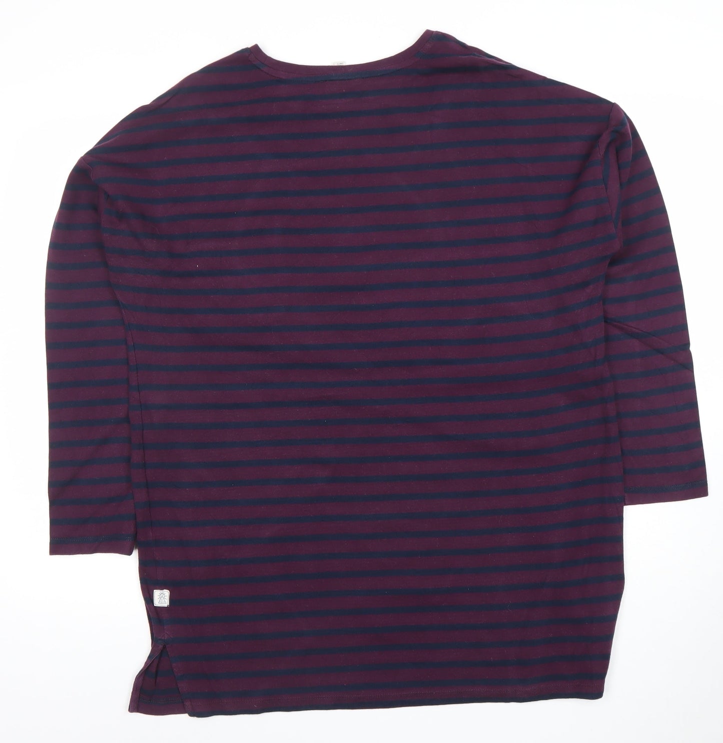 Fat Face Women’s Purple & Navy Striped Cotton Blend 3/4 Sleeve T-Shirt UK 16