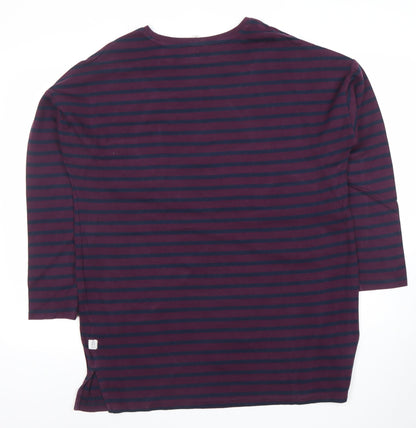 Fat Face Women’s Purple & Navy Striped Cotton Blend 3/4 Sleeve T-Shirt UK 16