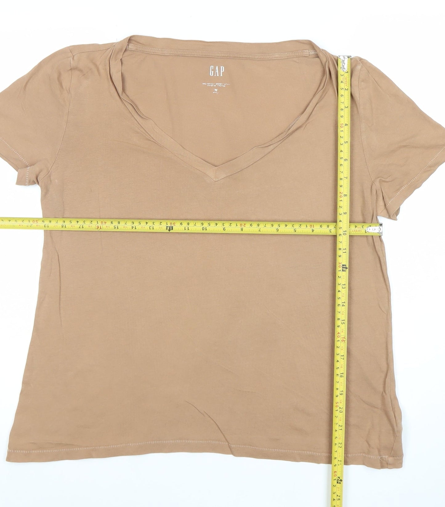 GAP Women’s Beige V-Neck Short Sleeve Cotton T-Shirt M