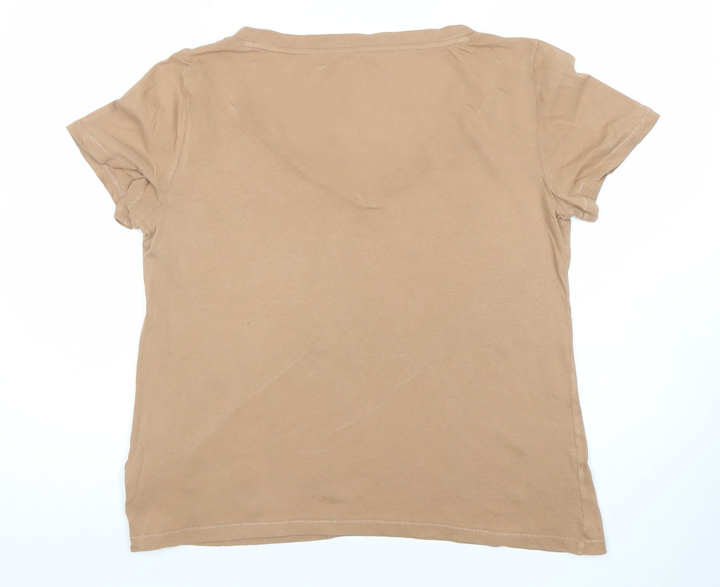 GAP Women’s Beige V-Neck Short Sleeve Cotton T-Shirt M
