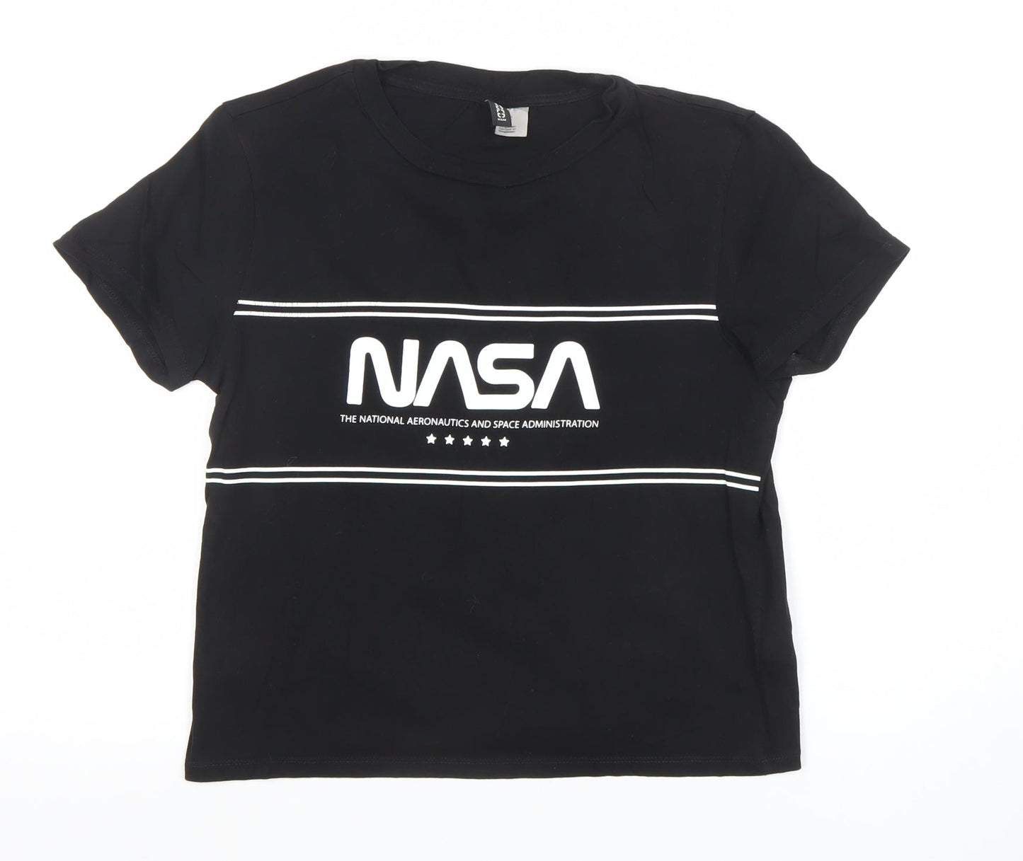 Womens UK Size XS H&M Divided Black Basic T-Shirt