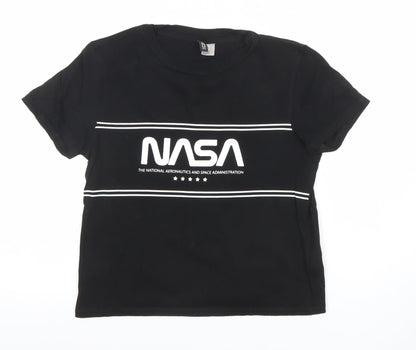 Womens UK Size XS H&M Divided Black Basic T-Shirt