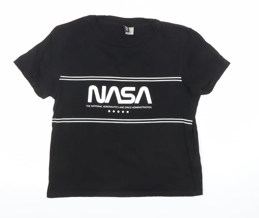 Womens UK Size XS H&M Divided Black Basic T-Shirt