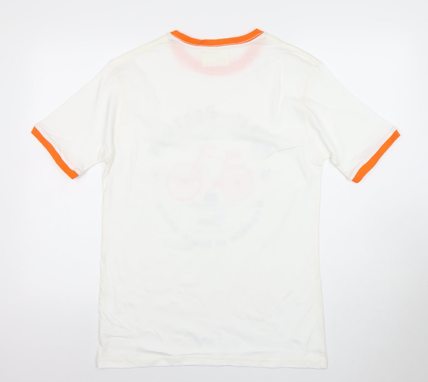 Rural Love Men's White Orange Trim Retro Graphic Cotton T-Shirt M