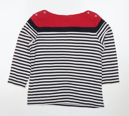 Maine New England Women's Multicoloured Striped 3/4 Sleeve Cotton T-Shirt Size 14