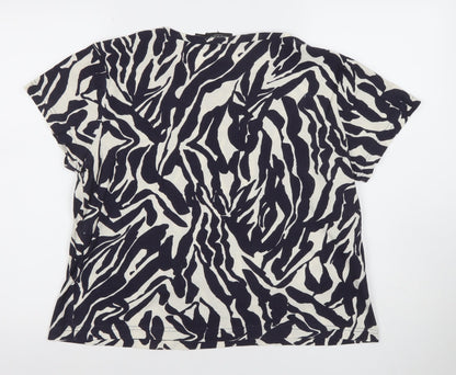 Soaked In Luxury Women's Black Animal Print Cotton T-Shirt L