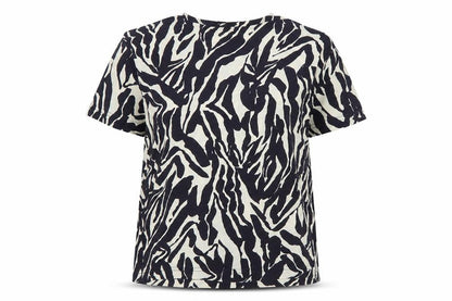 Soaked In Luxury Women's Black Animal Print Cotton T-Shirt L