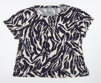 Soaked In Luxury Women's Black Animal Print Cotton T-Shirt L