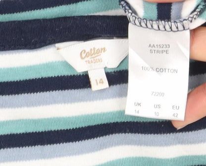 Womens UK Size 14 Colton Traders Blue Basic T-Shirt