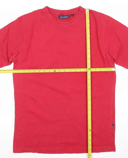 Atlantic Mens Red Crew Neck Short Sleeve Cotton T-Shirt M Regular Fit