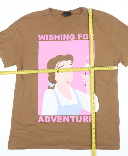 Bershka Women’s Brown Disney Adventure T-Shirt XS