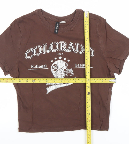 Womens UK Size 8 H&M Brown Cropped T-Shirt