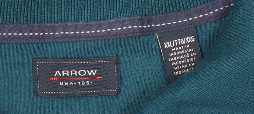 Arrow Men's Blue 2XL Cotton Polo Shirt Short Sleeve Casual Top