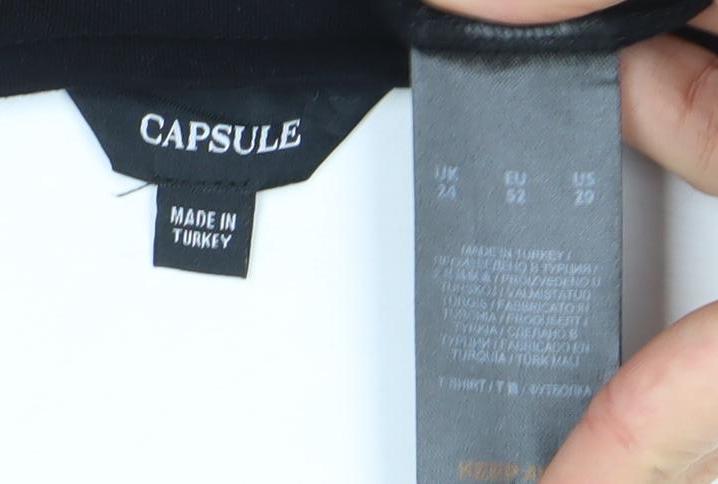 Capsule Womens Black Animal Print Relaxed Fit Crew Neck Blouse Size 16