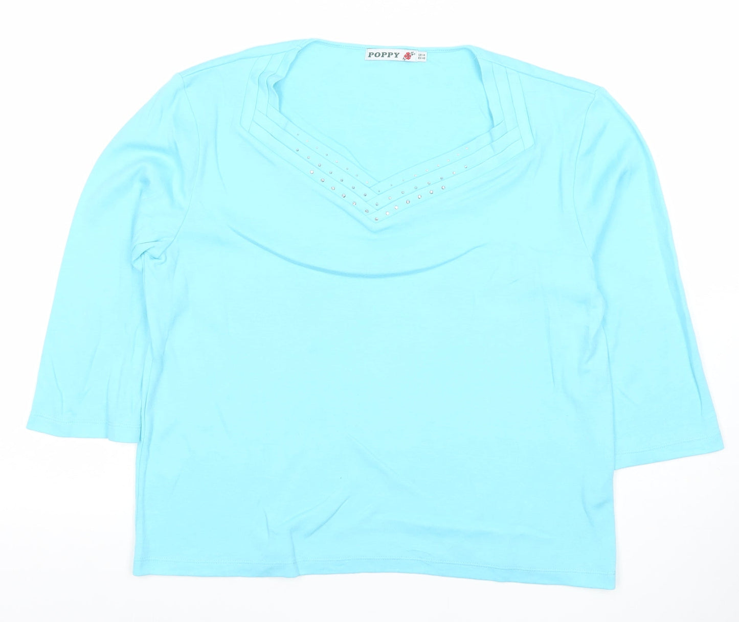 Womens UK Size 14 Poppy Blue Basic T-Shirt