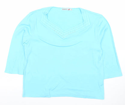 Womens UK Size 14 Poppy Blue Basic T-Shirt