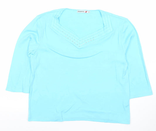 Womens UK Size 14 Poppy Blue Basic T-Shirt