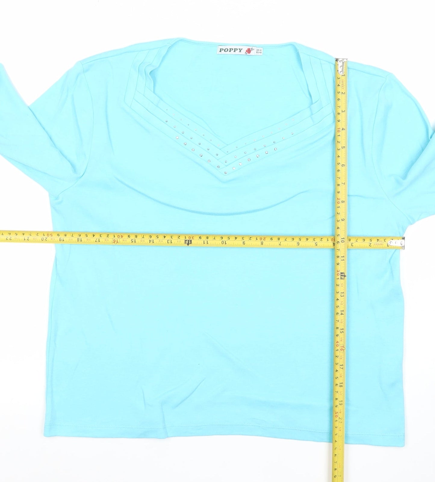 Womens UK Size 14 Poppy Blue Basic T-Shirt