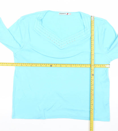 Womens UK Size 14 Poppy Blue Basic T-Shirt