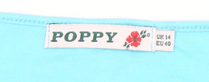 Womens UK Size 14 Poppy Blue Basic T-Shirt