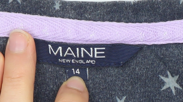 Maine New England Women’s Blue Striped Crew Neck Long Sleeve Cotton Top Size 14