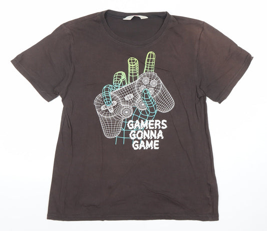 Boys UK Size 10-12 Years H&M Brown Basic T-Shirt