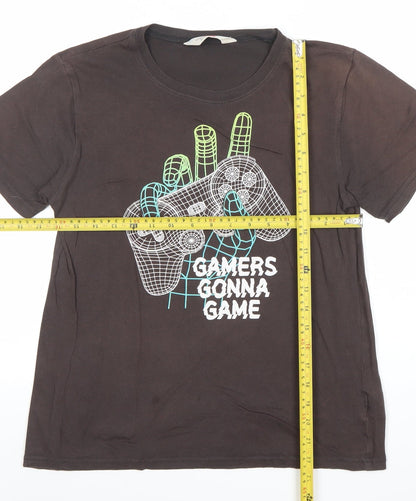 Boys UK Size 10-12 Years H&M Brown Basic T-Shirt