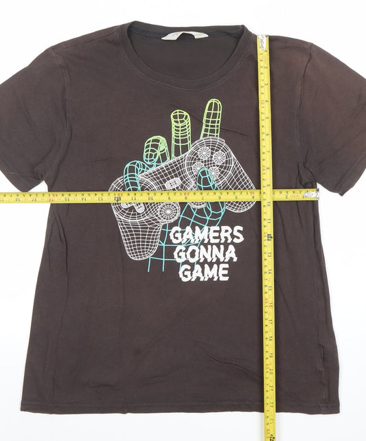 Boys UK Size 10-12 Years H&M Brown Basic T-Shirt