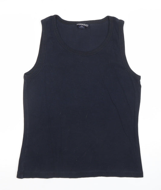 Lands' End Women's Black Cotton Tank Top Size S 6-8 Regular