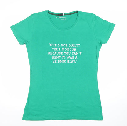Womens UK Size M Spreadshirt Premium Green Basic T-Shirt