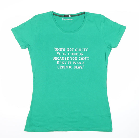 Womens UK Size M Spreadshirt Premium Green Basic T-Shirt