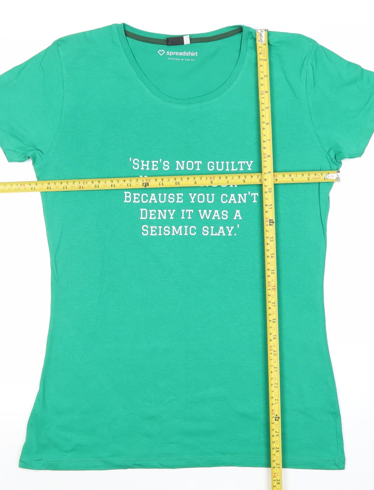 Womens UK Size M Spreadshirt Premium Green Basic T-Shirt