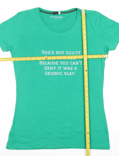Womens UK Size M Spreadshirt Premium Green Basic T-Shirt