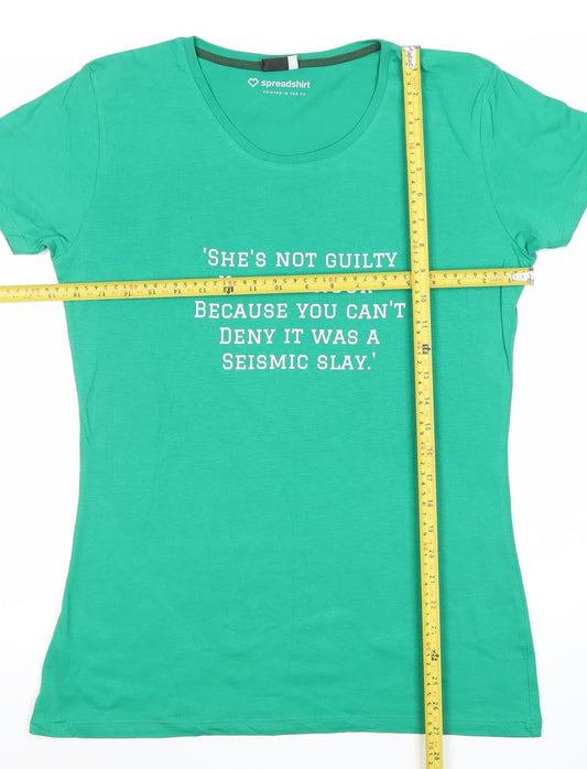 Womens UK Size M Spreadshirt Premium Green Basic T-Shirt