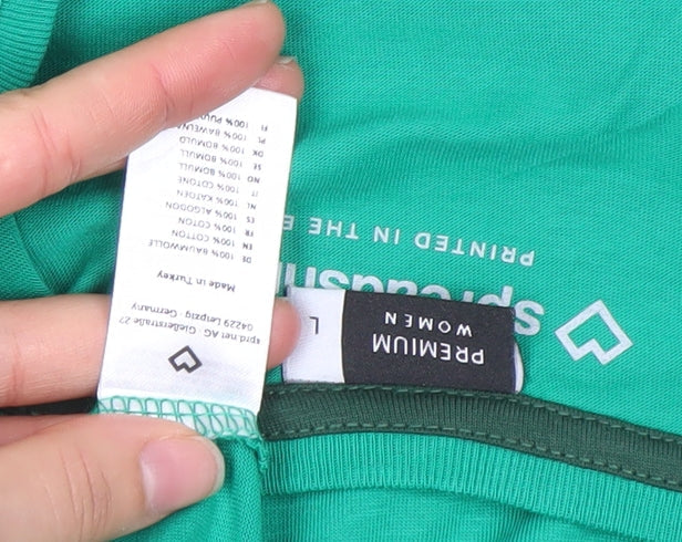 Womens UK Size M Spreadshirt Premium Green Basic T-Shirt