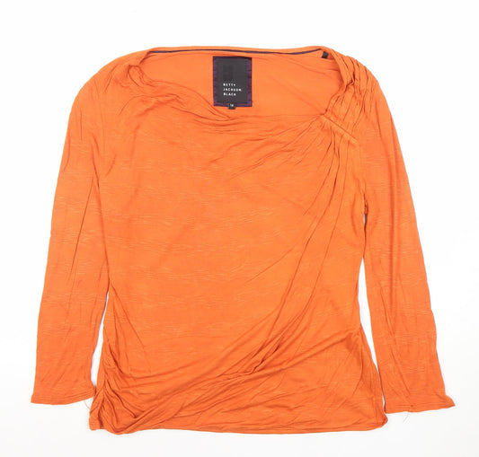 Betty Jackson Black Women's Orange Long Sleeve Jersey Top Size 14