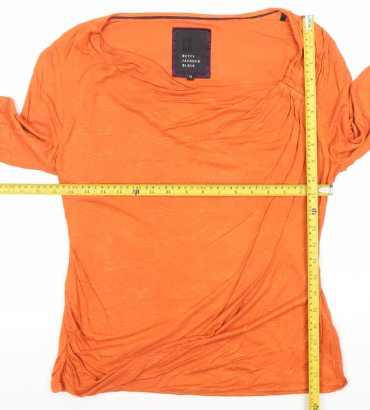 Betty Jackson Black Women's Orange Long Sleeve Jersey Top Size 14