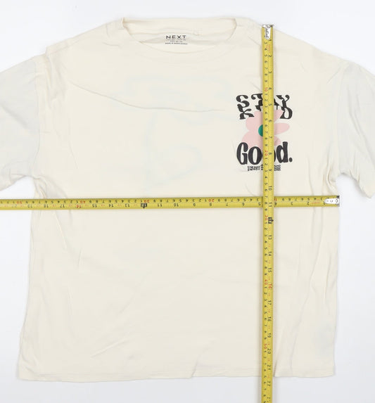 Womens UK Size M NEXT Ivory Basic T-Shirt