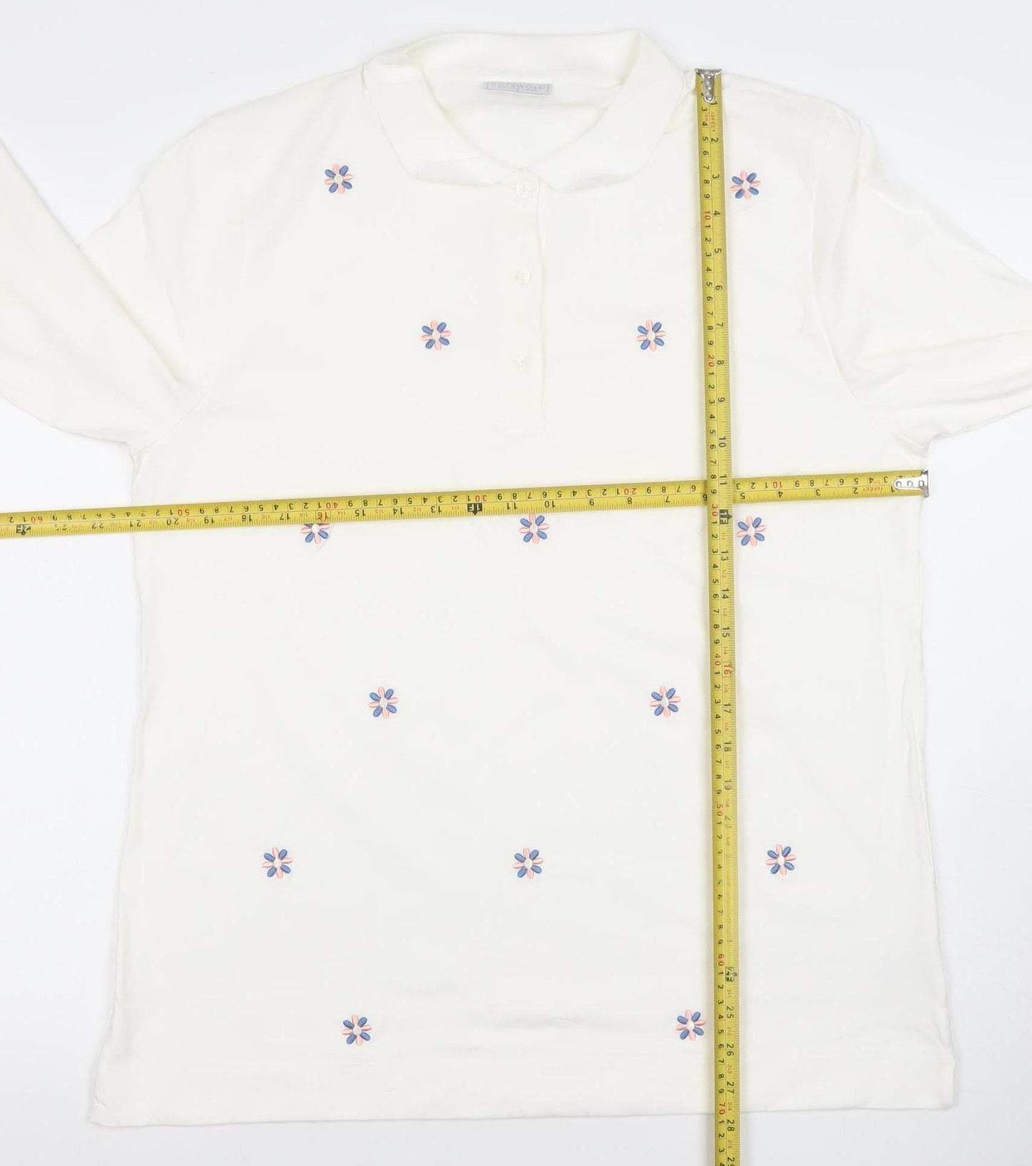 Cotswold Collections Women’s Ivory Embroidered Cotton Long Sleeve Polo L