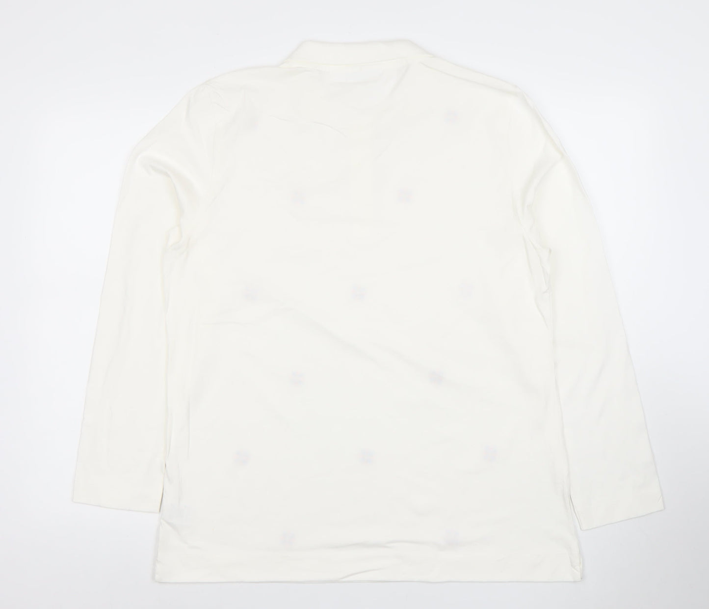 Cotswold Collections Women’s Ivory Embroidered Cotton Long Sleeve Polo L