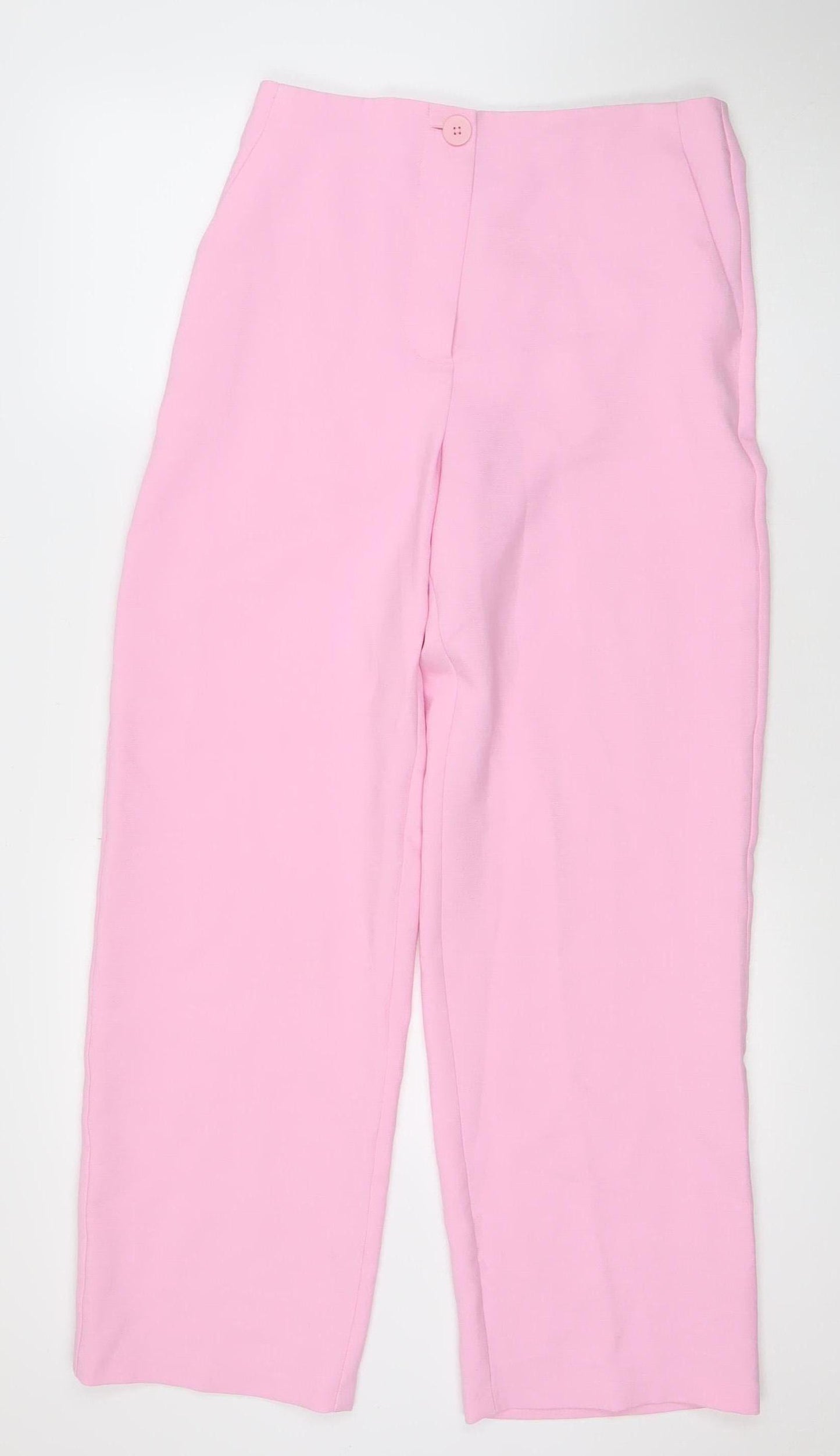 Primark Women Pink Size 12 Polyester Straight Trousers