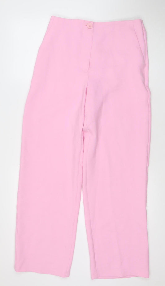 Primark Women Pink Size 12 Polyester Straight Trousers