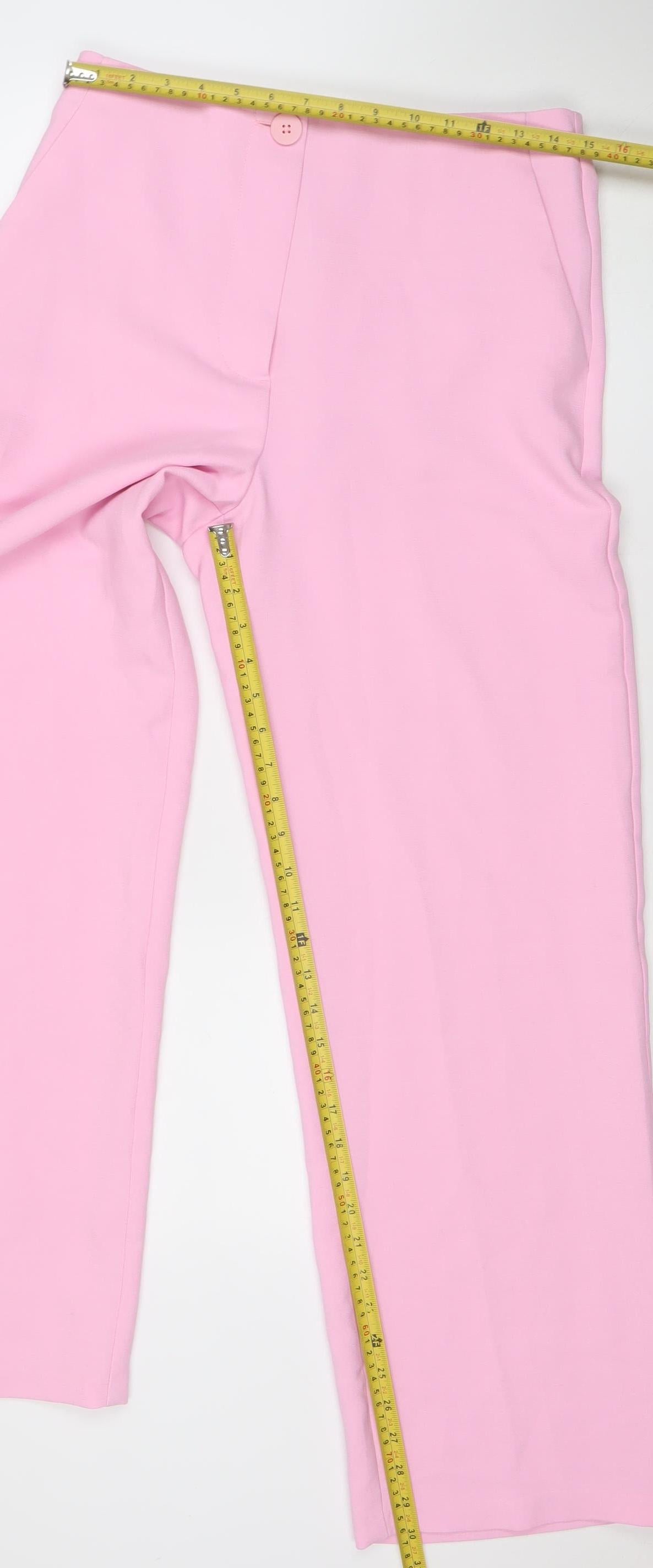 Primark Women Pink Size 12 Polyester Straight Trousers