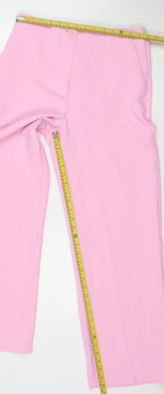 Primark Women Pink Size 12 Polyester Straight Trousers