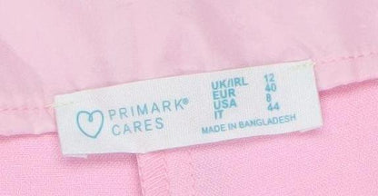 Primark Women Pink Size 12 Polyester Straight Trousers