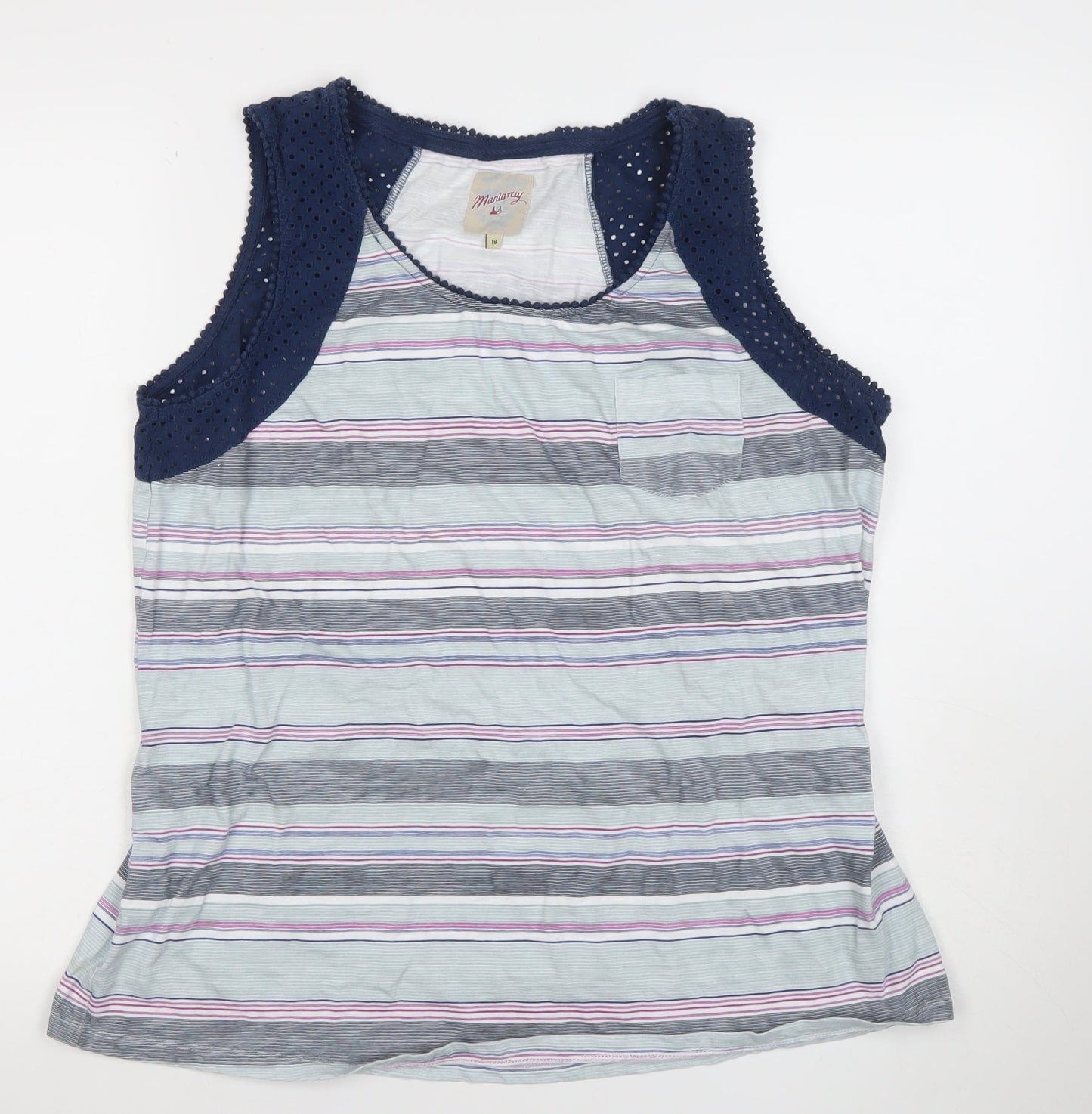 Matalan Women's Multicoloured Cotton Modal Striped Crochet Tank Top Size 18