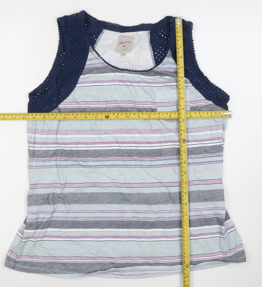 Matalan Women's Multicoloured Cotton Modal Striped Crochet Tank Top Size 18