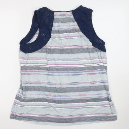 Matalan Women's Multicoloured Cotton Modal Striped Crochet Tank Top Size 18