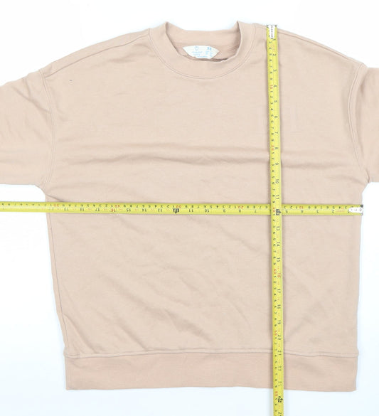 Primark Cares Women Beige XS Pullover Sweatshirt Crew Neck Cotton Blend